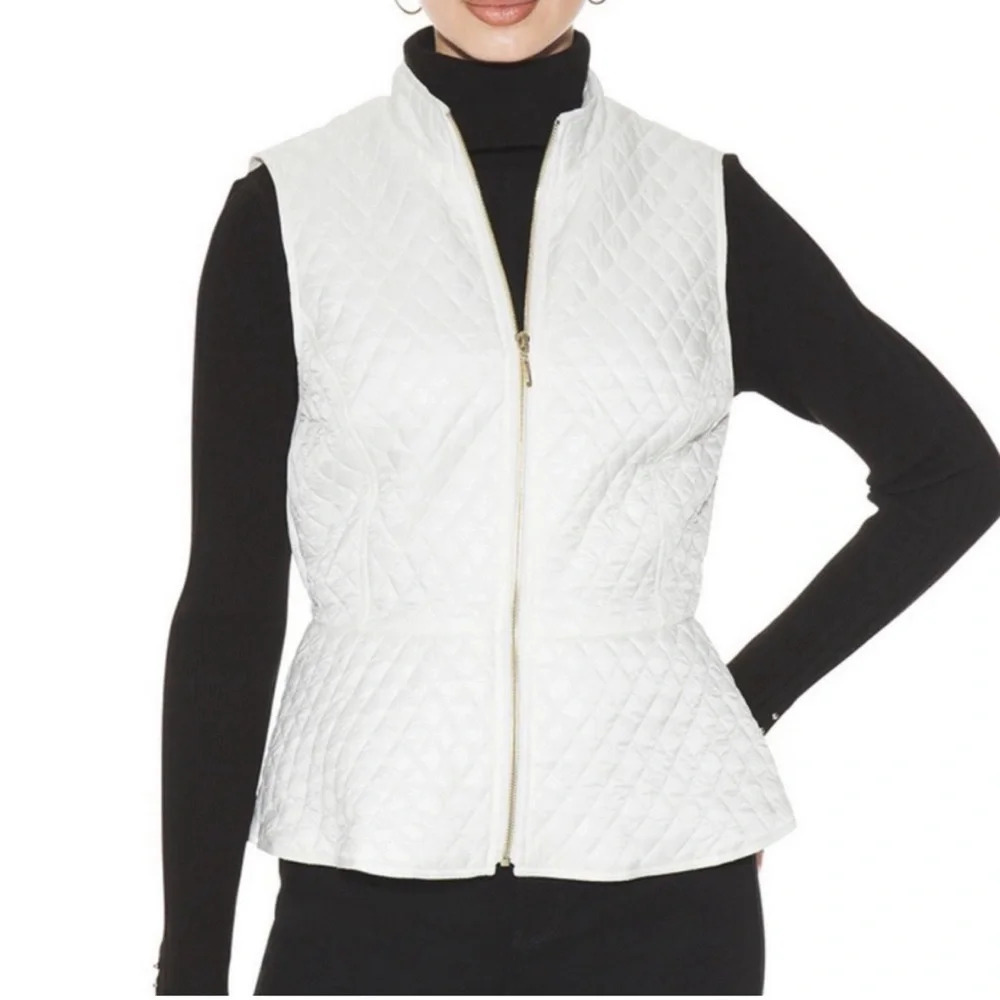 New NWT White House Black Market Quilted Peplum Vest Size Medium